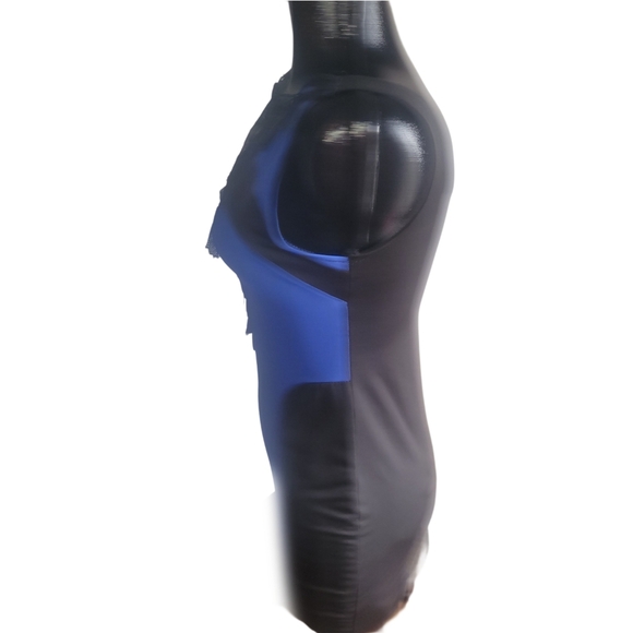 Blue and Black Sleeveless Dress with Lace Detailing S - Picture 4 of 5